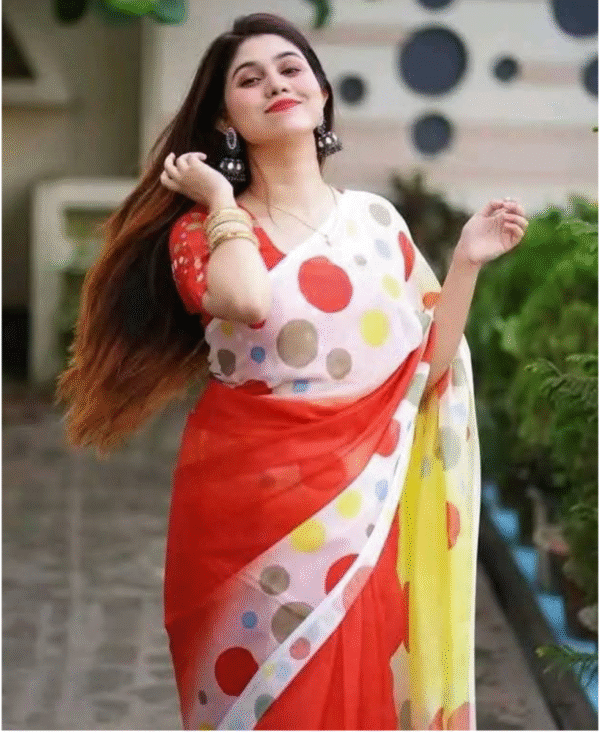 আলাদা ব্লাউজ পিস সহ বল চান্দুরী সিল্ক শাড়ী