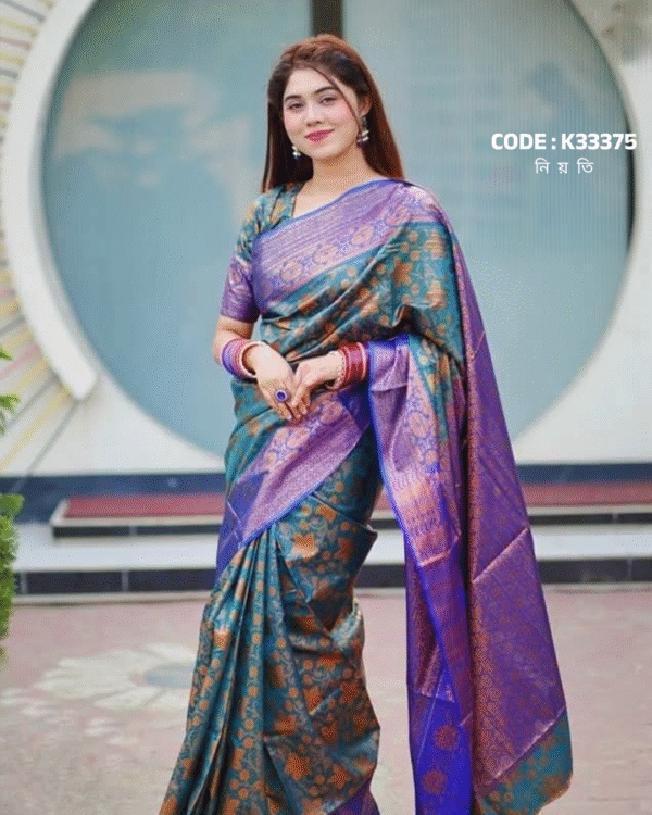 আলাদা ব্লাউজ পিস সহ কাঞ্চিপুরম শাড়ী-N503