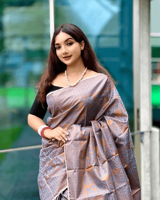 ব্লাউজ পিস সহ জবা পার কাঞ্চিপুরম শাড়ী