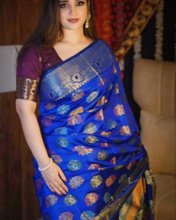 আলাদা ব্লাউজ পিস সহ তানচুরি কাতান শাড়ি