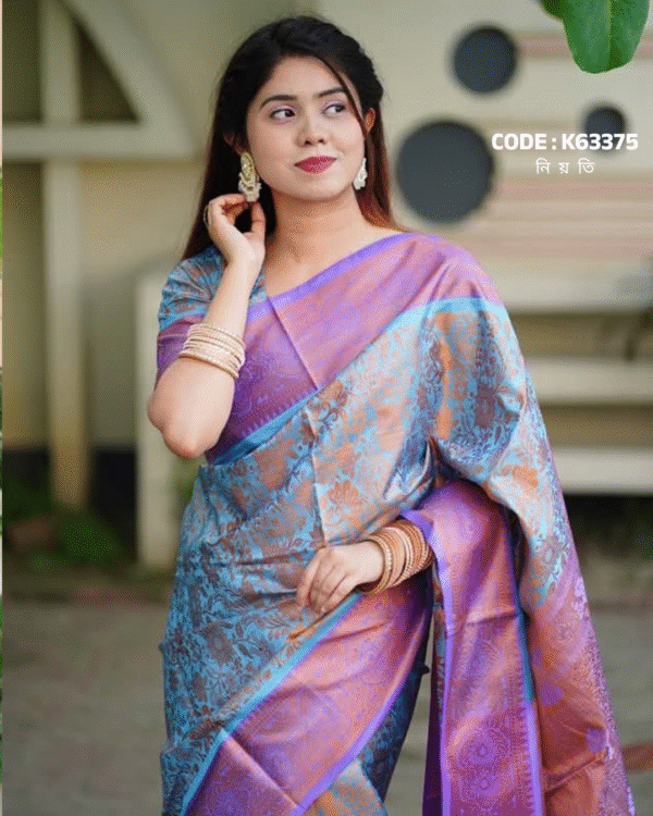 আলাদা ব্লাউজ পিস সহ কাঞ্চিপুরম শাড়ী-K531