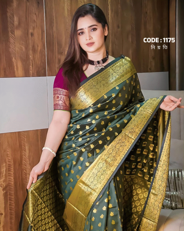 আলাদা ব্লাউজ পিস সহ কাতান শাড়ী-K301
