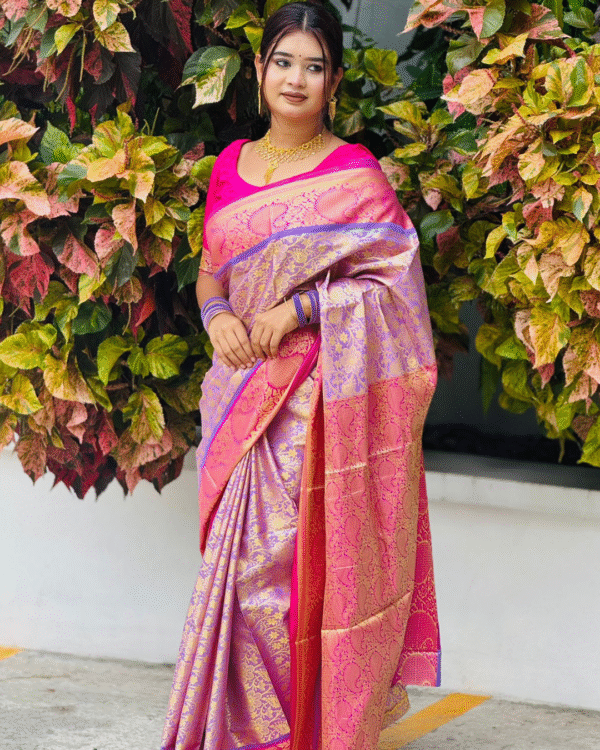 আলাদা ব্লাউজ পিস সহ কাঞ্চিপুরম শাড়ি-N302